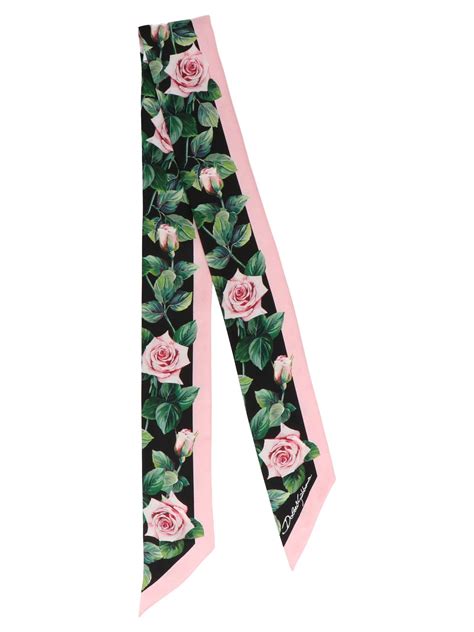 dolce gabbana twilly|Dolce&Gabbana DG Monogram Roses Silk Twilly Scarf .